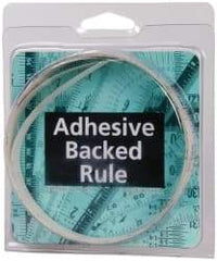 Made in USA - 6 Ft. Long x 1/2 Inch Wide, 1/16 Inch Graduation, Clear, Mylar Adhesive Tape Measure - Reads Right to Left, Horizontal Scale - USA Tool & Supply