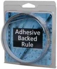 Made in USA - 6 Ft. Long x 1/2 Inch Wide, 1/16 Inch Graduation, Silver, Mylar Adhesive Tape Measure - Reads Left to Right, Horizontal Scale - USA Tool & Supply