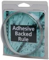 Made in USA - 6 Ft. Long x 1/2 Inch Wide, 1/16 Inch Graduation, Silver, Mylar Adhesive Tape Measure - Reads Right to Left, Horizontal Scale - USA Tool & Supply