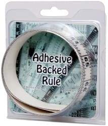 Made in USA - 6 Ft. Long x 1-1/4 Inch Wide, 1/16 Inch Graduation, Clear, Mylar Adhesive Tape Measure - Reads Left to Right, Horizontal Scale - USA Tool & Supply