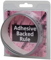 Made in USA - 6 Ft. Long x 1-1/4 Inch Wide, 1/16 Inch Graduation, Silver, Mylar Adhesive Tape Measure - Reads Left to Right, Horizontal Scale - USA Tool & Supply