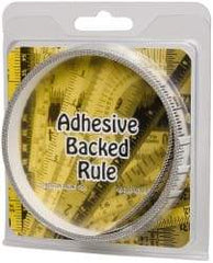 Made in USA - 9 Ft. Long x 1/2 Inch Wide, 1/16 Inch Graduation, Clear, Mylar Adhesive Tape Measure - Reads Left to Right, Horizontal Scale - USA Tool & Supply