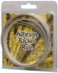 Made in USA - 9 Ft. Long x 1/2 Inch Wide, 1/16 Inch Graduation, Clear, Mylar Adhesive Tape Measure - Reads Right to Left, Horizontal Scale - USA Tool & Supply