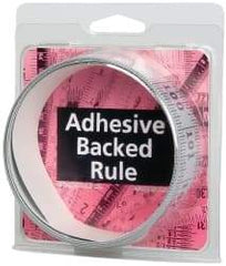 Made in USA - 9 Ft. Long x 1-1/4 Inch Wide, 1/16 Inch Graduation, Silver, Mylar Adhesive Tape Measure - Reads Left to Right, Horizontal Scale - USA Tool & Supply