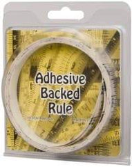 Made in USA - 12 Ft. Long x 1/2 Inch Wide, 1/16 Inch Graduation, Clear, Mylar Adhesive Tape Measure - Reads Left to Right, Horizontal Scale - USA Tool & Supply