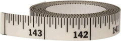 Made in USA - 12 Ft. Long x 1/2 Inch Wide, 1/16 Inch Graduation, Clear, Mylar Adhesive Tape Measure - Reads Right to Left, Horizontal Scale - USA Tool & Supply