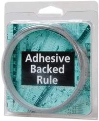Made in USA - 12 Ft. Long x 1/2 Inch Wide, 1/16 Inch Graduation, Silver, Mylar Adhesive Tape Measure - Reads Left to Right, Horizontal Scale - USA Tool & Supply