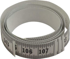 Made in USA - 12 Ft. Long x 1-1/4 Inch Wide, 1/16 Inch Graduation, Clear, Mylar Adhesive Tape Measure - Reads Left to Right, Horizontal Scale - USA Tool & Supply