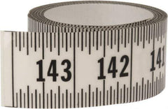 Made in USA - 12 Ft. Long x 1-1/4 Inch Wide, 1/16 Inch Graduation, Clear, Mylar Adhesive Tape Measure - Reads Right to Left, Horizontal Scale - USA Tool & Supply