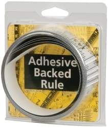 Made in USA - 12 Ft. Long x 1-1/4 Inch Wide, 1/16 Inch Graduation, Silver, Mylar Adhesive Tape Measure - Reads Left to Right, Horizontal Scale - USA Tool & Supply