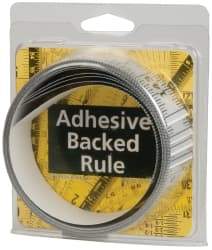 Made in USA - 12 Ft. Long x 1-1/4 Inch Wide, 1/16 Inch Graduation, Silver, Mylar Adhesive Tape Measure - Reads Right to Left, Horizontal Scale - USA Tool & Supply