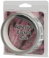 Made in USA - 18 Ft. Long x 1 Inch Wide, 1/16 Inch Graduation, Silver, Mylar Adhesive Tape Measure - Reads Left to Right, Horizontal Scale - USA Tool & Supply
