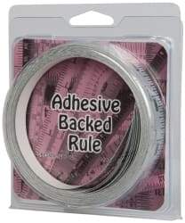 Made in USA - 24 Ft. Long x 1/2 Inch Wide, 1/16 Inch Graduation, Silver, Mylar Adhesive Tape Measure - Reads Left to Right, Horizontal Scale - USA Tool & Supply