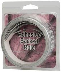 Made in USA - 24 Ft. Long x 1 Inch Wide, 1/16 Inch Graduation, Silver, Mylar Adhesive Tape Measure - Reads Left to Right, Horizontal Scale - USA Tool & Supply