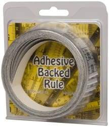Made in USA - 24 Ft. Long x 1 Inch Wide, 1/16 Inch Graduation, Silver, Mylar Adhesive Tape Measure - Reads Right to Left, Horizontal Scale - USA Tool & Supply