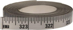 Made in USA - 30 Ft. Long x 1/2 Inch Wide, 1/16 Inch Graduation, Silver, Mylar Adhesive Tape Measure - Reads Right to Left, Horizontal Scale - USA Tool & Supply