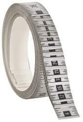 Made in USA - 48 Ft. Long x 1 Inch Wide, 1/16 Inch Graduation, Silver, Mylar Adhesive Tape Measure - Reads Right to Left, Horizontal Scale - USA Tool & Supply