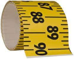 Made in USA - 7.5 Ft. Long x 3 Inch Wide, 1/4 Inch Graduation, Yellow, Mylar Adhesive Tape Measure - Reads Left to Right, Horizontal Scale - USA Tool & Supply