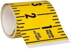 Made in USA - 7.5 Ft. Long x 3 Inch Wide, 1/4 Inch Graduation, Yellow, Mylar Adhesive Tape Measure - Reads Right to Left, Horizontal Scale - USA Tool & Supply
