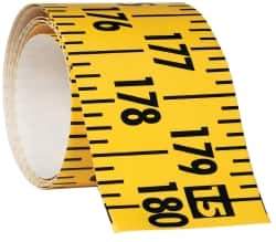 Made in USA - 15 Ft. Long x 3 Inch Wide, 1/4 Inch Graduation, Yellow, Mylar Adhesive Tape Measure - Reads Left to Right, Horizontal Scale - USA Tool & Supply