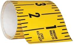 Made in USA - 15 Ft. Long x 3 Inch Wide, 1/4 Inch Graduation, Yellow, Mylar Adhesive Tape Measure - Reads Right to Left, Horizontal Scale - USA Tool & Supply