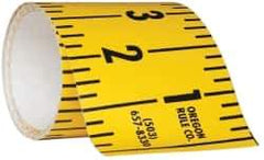 Made in USA - 15 Ft. Long x 3 Inch Wide, 1/4 Inch Graduation, Yellow, Mylar Adhesive Tape Measure - Reads Right to Left, Horizontal Scale - USA Tool & Supply
