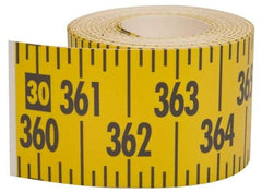 Made in USA - 60 Ft. Long x 3 Inch Wide, 1/4 Inch Graduation, Yellow, Mylar Adhesive Tape Measure - Reads Left to Right, Horizontal Scale - USA Tool & Supply