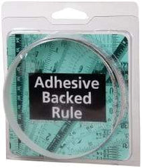 Made in USA - 1 m Long x 1/2 Inch Wide, 1/16 Inch Graduation, White, Mylar Adhesive Tape Measure - Reads Left to Right, Horizontal Scale - USA Tool & Supply