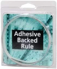 Made in USA - 1 m Long x 1/2 Inch Wide, 1/16 Inch Graduation, White, Mylar Adhesive Tape Measure - Reads Right to Left, Horizontal Scale - USA Tool & Supply