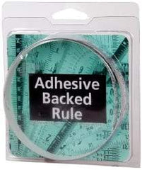 Made in USA - 2 m Long x 1/2 Inch Wide, 1/16 Inch Graduation, White, Mylar Adhesive Tape Measure - Reads Left to Right, Horizontal Scale - USA Tool & Supply