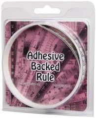 Made in USA - 2 m Long x 1/2 Inch Wide, 1/16 Inch Graduation, White, Mylar Adhesive Tape Measure - Reads Right to Left, Horizontal Scale - USA Tool & Supply