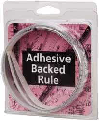 Made in USA - 3 m Long x 1/2 Inch Wide, 1/16 Inch Graduation, White, Mylar Adhesive Tape Measure - Reads Right to Left, Horizontal Scale - USA Tool & Supply