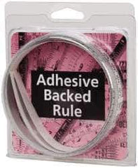 Made in USA - 3 m Long x 1/2 Inch Wide, 1/16 Inch Graduation, White, Mylar Adhesive Tape Measure - Reads Right to Left, Horizontal Scale - USA Tool & Supply
