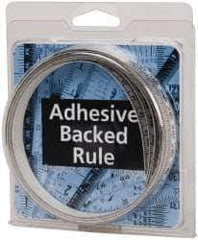 Made in USA - 4 m Long x 1/2 Inch Wide, 1/16 Inch Graduation, White, Mylar Adhesive Tape Measure - Reads Left to Right, Horizontal Scale - USA Tool & Supply