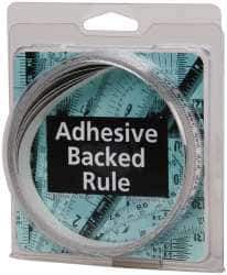 Made in USA - 4 m Long x 1/2 Inch Wide, 1/16 Inch Graduation, White, Mylar Adhesive Tape Measure - Reads Right to Left, Horizontal Scale - USA Tool & Supply