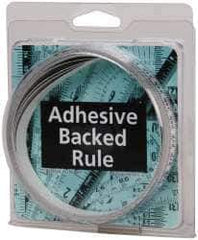 Made in USA - 4 m Long x 1/2 Inch Wide, 1/16 Inch Graduation, White, Mylar Adhesive Tape Measure - Reads Right to Left, Horizontal Scale - USA Tool & Supply