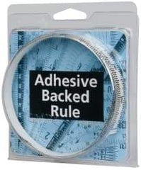 Made in USA - 3 Ft. Long x 1/2 Inch Wide, 1/16 Inch Graduation, Clear, Mylar Adhesive Tape Measure - Reads Bottom to Top, Vertical Rules - USA Tool & Supply
