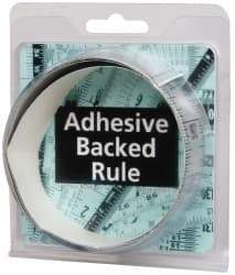 Made in USA - 3 Ft. Long x 1-1/4 Inch Wide, 1/16 Inch Graduation, Silver, Mylar Adhesive Tape Measure - Reads Bottom to Top, Vertical Rules - USA Tool & Supply