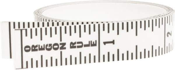 Made in USA - 6 Ft. Long x 1/2 Inch Wide, 1/16 Inch Graduation, Clear, Mylar Adhesive Tape Measure - Reads Top to Bottom, Vertical Rules - USA Tool & Supply