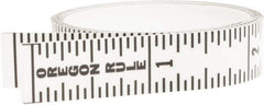 Made in USA - 6 Ft. Long x 1/2 Inch Wide, 1/16 Inch Graduation, Clear, Mylar Adhesive Tape Measure - Reads Top to Bottom, Vertical Rules - USA Tool & Supply