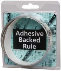 Made in USA - 6 Ft. Long x 1-1/4 Inch Wide, 1/16 Inch Graduation, Clear, Mylar Adhesive Tape Measure - Reads Bottom to Top, Vertical Rules - USA Tool & Supply