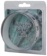Made in USA - 6 Ft. Long x 1-1/4 Inch Wide, 1/16 Inch Graduation, Clear, Mylar Adhesive Tape Measure - Reads Top to Bottom, Vertical Rules - USA Tool & Supply