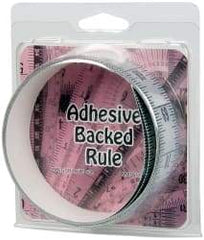 Made in USA - 6 Ft. Long x 1-1/4 Inch Wide, 1/16 Inch Graduation, Silver, Mylar Adhesive Tape Measure - Reads Bottom to Top, Vertical Rules - USA Tool & Supply