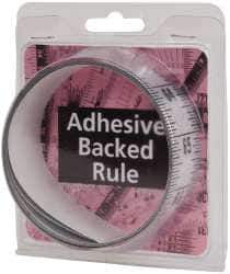 Made in USA - 6 Ft. Long x 1-1/4 Inch Wide, 1/16 Inch Graduation, Silver, Mylar Adhesive Tape Measure - Reads Top to Bottom, Vertical Rules - USA Tool & Supply