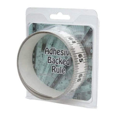 Made in USA - 9 Ft. Long x 1-1/4 Inch Wide, 1/16 Inch Graduation, Clear, Mylar Adhesive Tape Measure - Reads Bottom to Top, Vertical Rules - USA Tool & Supply