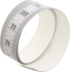 Made in USA - 9 Ft. Long x 1-1/4 Inch Wide, 1/16 Inch Graduation, Silver, Mylar Adhesive Tape Measure - Reads Bottom to Top, Vertical Rules - USA Tool & Supply