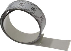 Made in USA - 9 Ft. Long x 1-1/4 Inch Wide, 1/16 Inch Graduation, Silver, Mylar Adhesive Tape Measure - Reads Top to Bottom, Vertical Rules - USA Tool & Supply