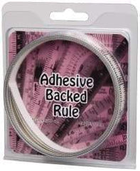 Made in USA - 12 Ft. Long x 1/2 Inch Wide, 1/16 Inch Graduation, Clear, Mylar Adhesive Tape Measure - Reads Top to Bottom, Vertical Rules - USA Tool & Supply