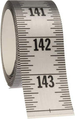 Made in USA - 12 Ft. Long x 1-1/4 Inch Wide, 1/16 Inch Graduation, Silver, Mylar Adhesive Tape Measure - Reads Top to Bottom, Vertical Rules - USA Tool & Supply