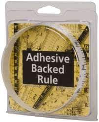 Made in USA - 3 Ft. Long x 1/2 Inch Wide, 1/10 Inch Graduation, White, Mylar Adhesive Tape Measure - Reads Bottom to Top, Vertical Rules - USA Tool & Supply